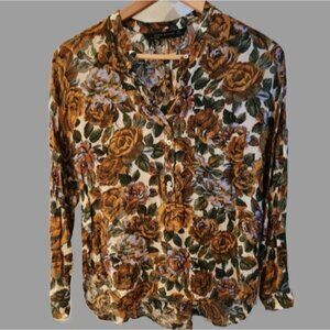 Zara Lightweight Brown Floral Shirt‎ Medium